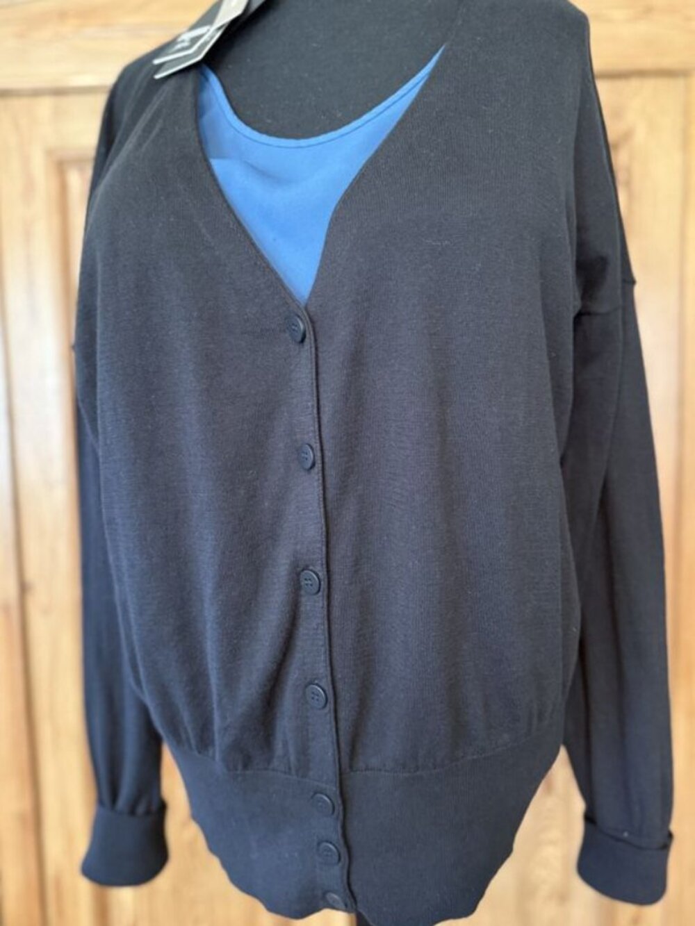 Navy Cotton Button-Front Cardigan Size XL